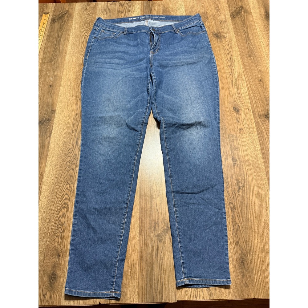 Old Navy Jeans Women Size 16 Long Blue Denim Jeans Mid Rise Stretch Super Skinny